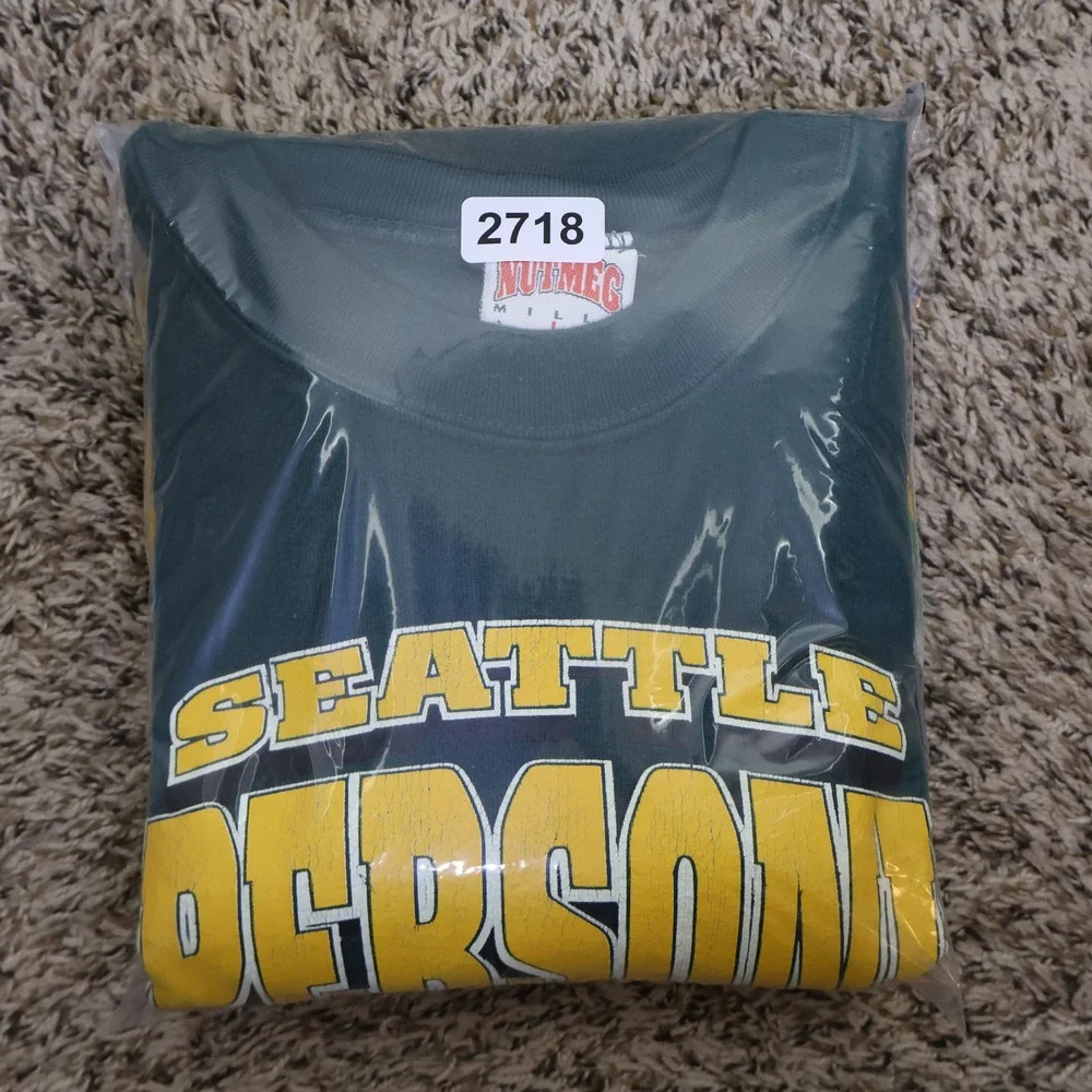 Vintage 90s Seattle SuperSonics Nutmeg Sweatshirt Size L NBA Basketball Green - Picture 11 of 11